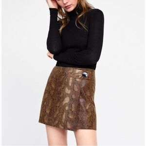 Zara Faux Suede Snake Print Skort